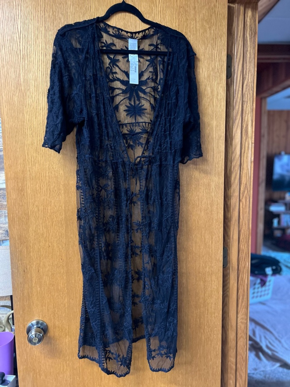 Maurices Black Sheer Embroidered Maxi Cover-Up